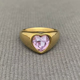 Glossy Colored Heart Ring (Purple)