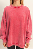 Oversized Crew Neck Sweatshirt (Red)