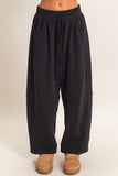 Soft Drawstring Waist Barrel Sweatpants (Black)