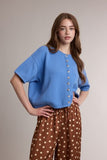 Short Sleeve Button Front Knit Cardigan
