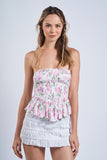 Stacy Floral Tie Back Tube Top (Pink)