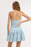 Floral Embossed Lace Solid Color Mini Dress