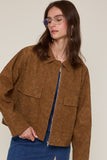 Maison Collared Leather Coat (Camel)