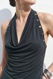 Soft Drape Halter Top (Charcoal)