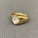 Glossy Colored Heart Ring (White)