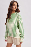 Striped Fish Graphic Sweater (Pistachio/Cream)