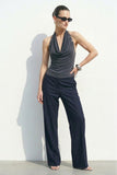 Soft Drape Halter Top (Charcoal)