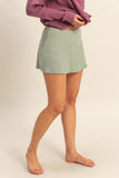 Ribbed Knit Mini Skort (Sage)
