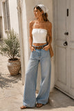Soft Ribbed Button Front Tube Top (Off White)
