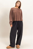 Soft Drawstring Waist Barrel Sweatpants (Black)