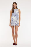 Deep Blue Vintage Palm Mini Dress