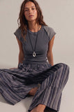 Washed Ribbed Fitted Top (Charcoal)
