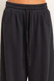 Soft Drawstring Waist Barrel Sweatpants (Black)