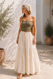 Soft Ribbed Button Front Tube Top (Olive)
