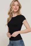 Ribbed Crew Neck Fitted Top (Black)