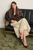 Detachable Faux-fur Collar Leather Jacket