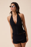 Brylee Black Halter V-Neck