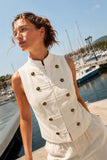 Mariah Sleeveless Button Shirt