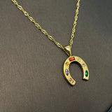 Horseshoe Charm Necklace (Gold)
