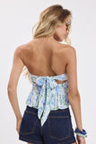 Stacy Floral Tie Back Tube Top (Blue)