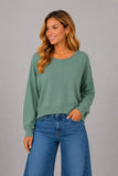 Round Neck Seam Detail Pullover (Chive)