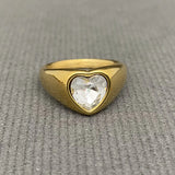 Glossy Colored Heart Ring (White)