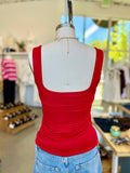 Dbl Layered Square Neck Tank (Red)