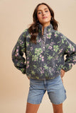 Floral Sherpa Snap Button Pullover