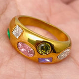 Colorful Zircon 18K Gold Plated Ring