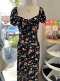Wildflower Wish Midi Dress (Black)