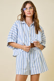 Striped Blue Shirt & Shorts Set