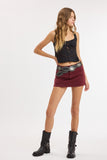 Front Button Open Back Tie Lace Trim Crop Top
