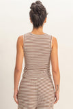 Harbor Stripe Button Tank (Brown)
