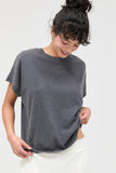 Capped Sleeve Mineral Wash T-shirt (Charcoal)