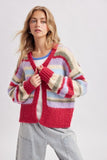 Grace Colorblock Striped Cardigan (Fuchsia/Lavender)