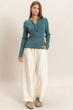 Soft Drawstring Waist Barrel Sweatpants (Cream)