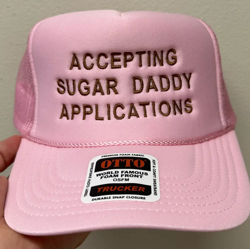 Accepting Sugar Daddy Applications Hat (Pink & Brown)