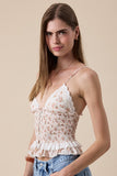 Cocoa Floral Sweetheart Ruffle Lace Cami Top