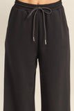 Flowy Knit Drawstring Pants (Black)