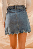 Scallop Buttoned Denim Skirt