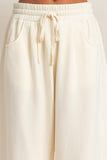 Soft Drawstring Waist Barrel Sweatpants (Cream)