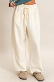 Soft Drawstring Waist Barrel Sweatpants (Cream)