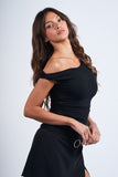 Asymmetrical One Shoulder Neck Top (Black)