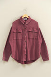 Stonewash Drift Shacket (Dark Cherry)