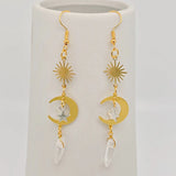 Moon Star Drop Crystal Earrings