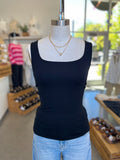 Dbl Layered Square Neck Tank (Black)