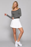 Wide Neck Fitted Stripe Sweater (Black)