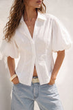 Elevated Embroidered Puff Sleeve Shirt