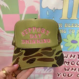 Support Day Drinking Trucker Hat (Camo)