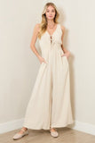 Linen Smocked Waist Jumpsuit